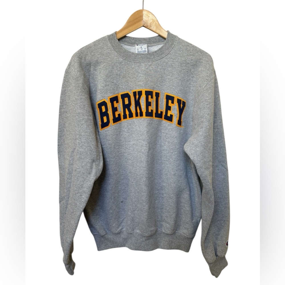 Berkeley Crew Neck Sweatshirt Gray Stitched Letters Champion Collegiate Cal